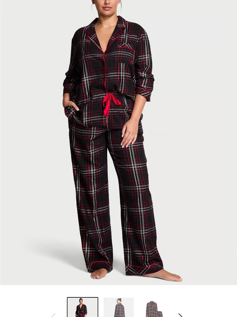Victoria's Secret Black and Red Plaid Pajama Set